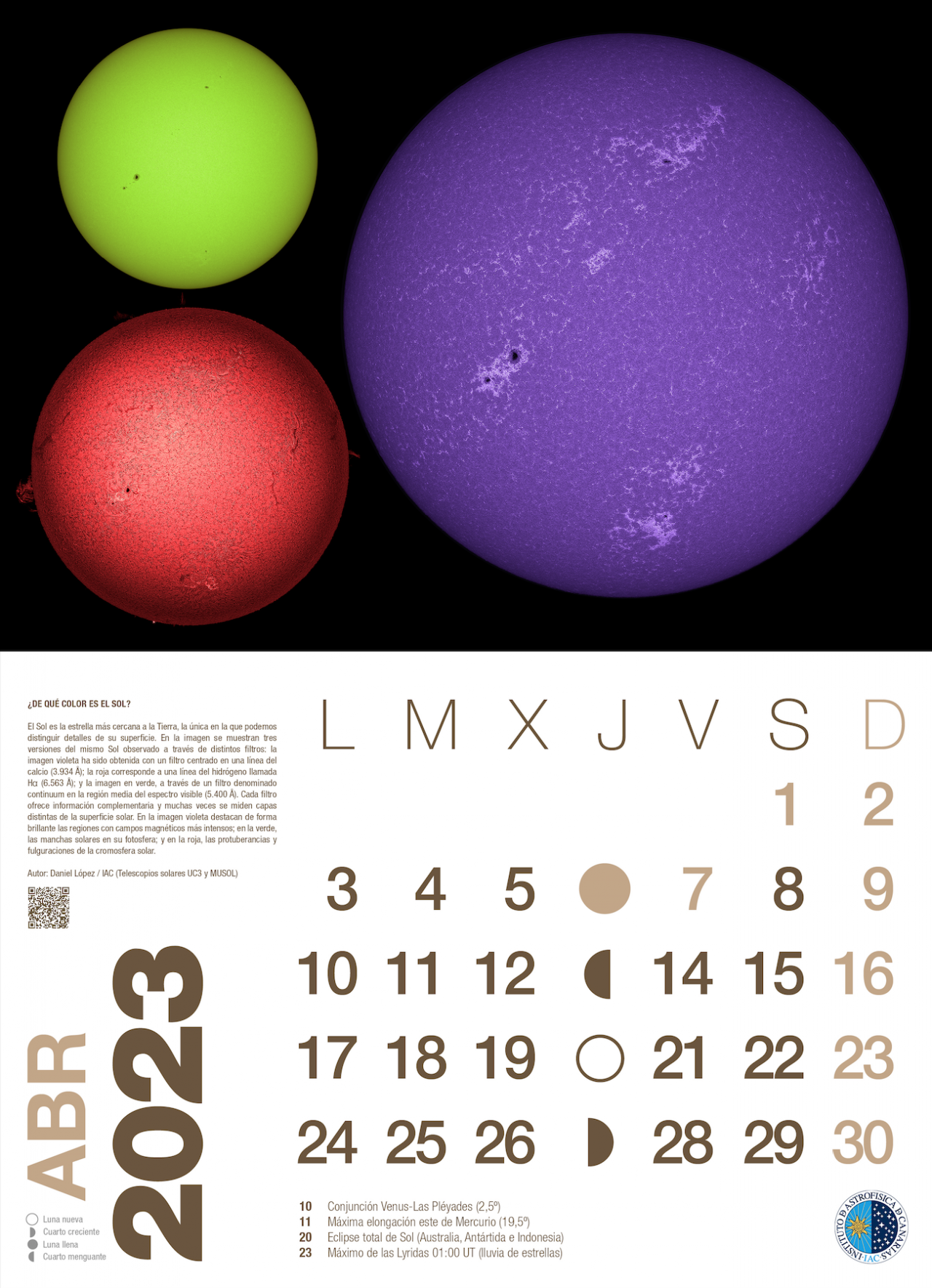 Abril - Calendario astronómico 2023