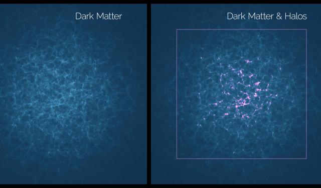 Distribution of dark matter and its tracers (halos). Credit: Gabriel Pérez Díaz, SMM (IAC).