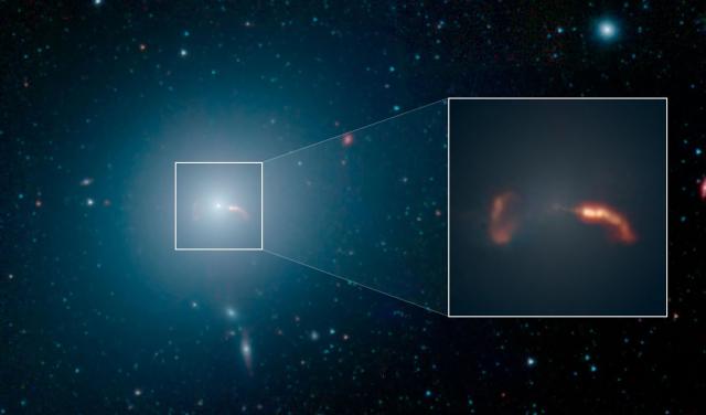 Spitzer images of the galaxy M87. Credit: NASA/JPL-Caltech/IPAC/Event Horizon Telescope Collaboration Spitzer images of the galaxy M87. Credit: NASA/JPL-Caltech/IPAC/Event Horizon Telescope Collaboration