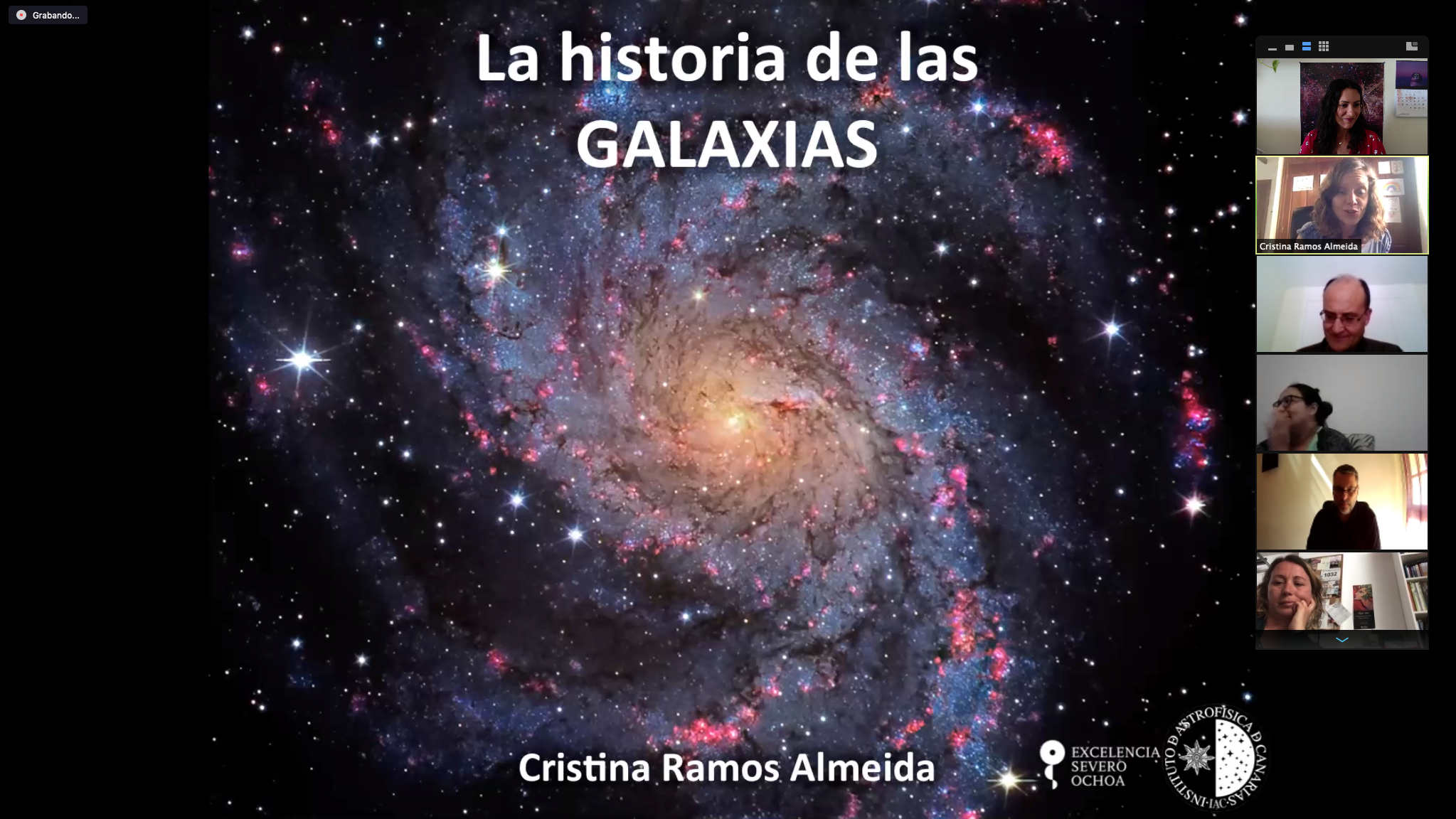Sesión sobre las Galaxias adaptada a formato online debido a las circunstancias actuales. Crédito: Donovan Mclean/Enrique Mesa/IAC.