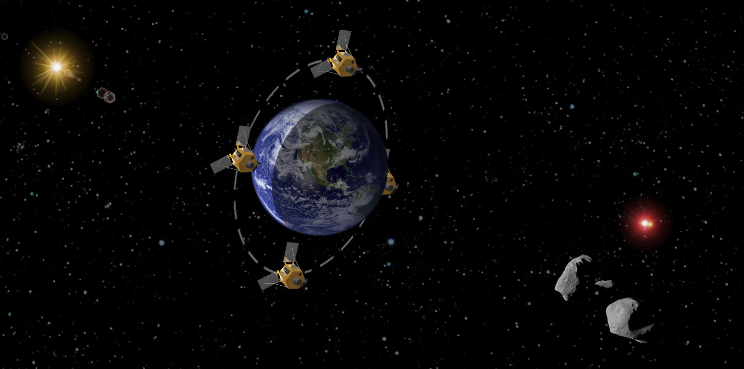 Recreación artística de la órbita de IACSAT-1.