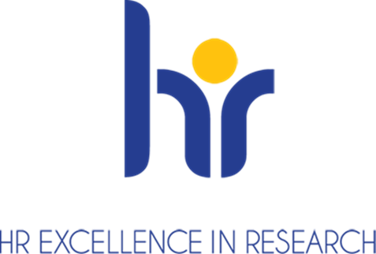 HRS4R Logo con una h y una r en azul y el texto HR EXCELLENCE RESEARCH