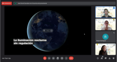 Captura durante la charla “¿Qué es la contaminación lumínica? …eficiente”