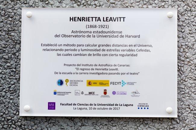 Miss Leavitt, unveiled at the University of La Laguna