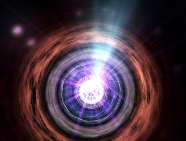 Emission from the centre of a galaxy has a serpentine shape