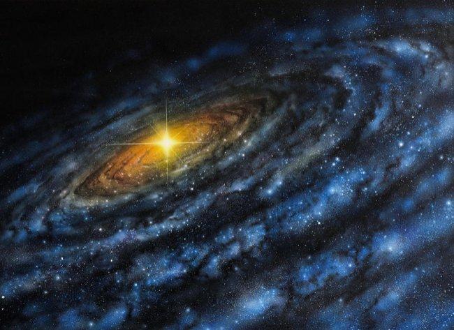 Emission from the centre of a galaxy has a serpentine shape