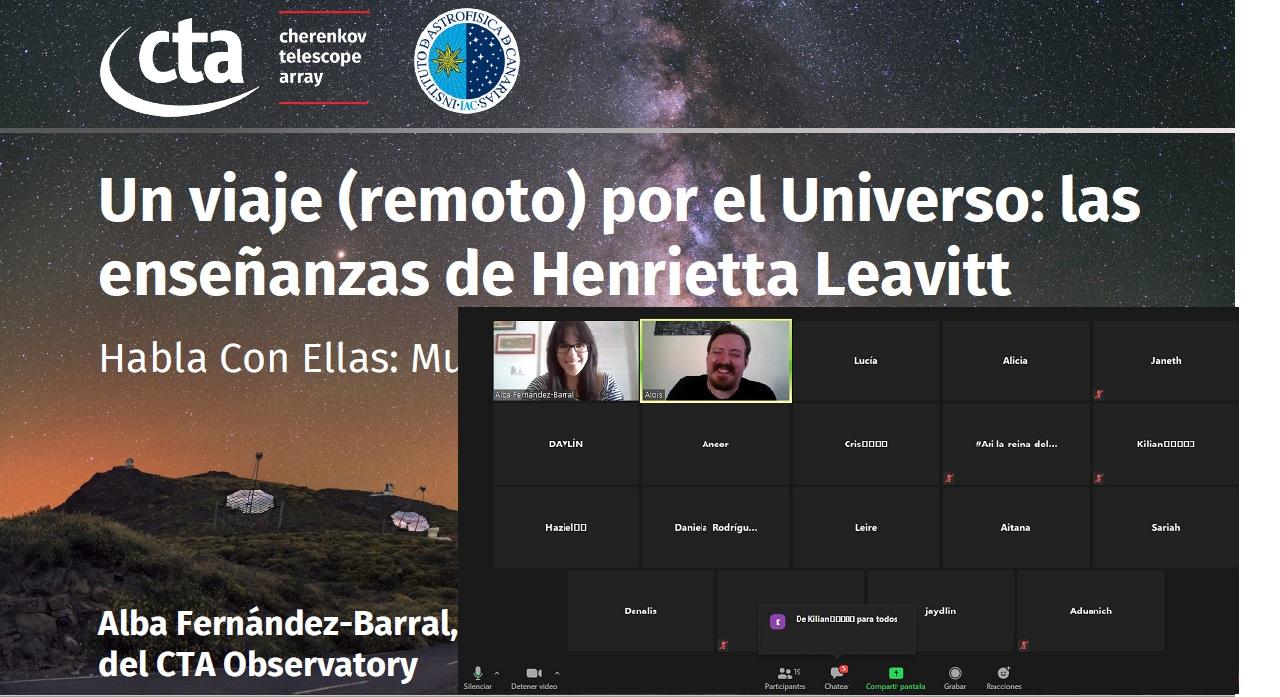 Videoconferencia del proyecto “Habla con Ellas: Mujeres en Astronomía” realizada por la astrofísica del CTA Observatory Alba Fernández Barral con el Colegio Unificado Isabel La Católica-San Antonio (Tenerife)