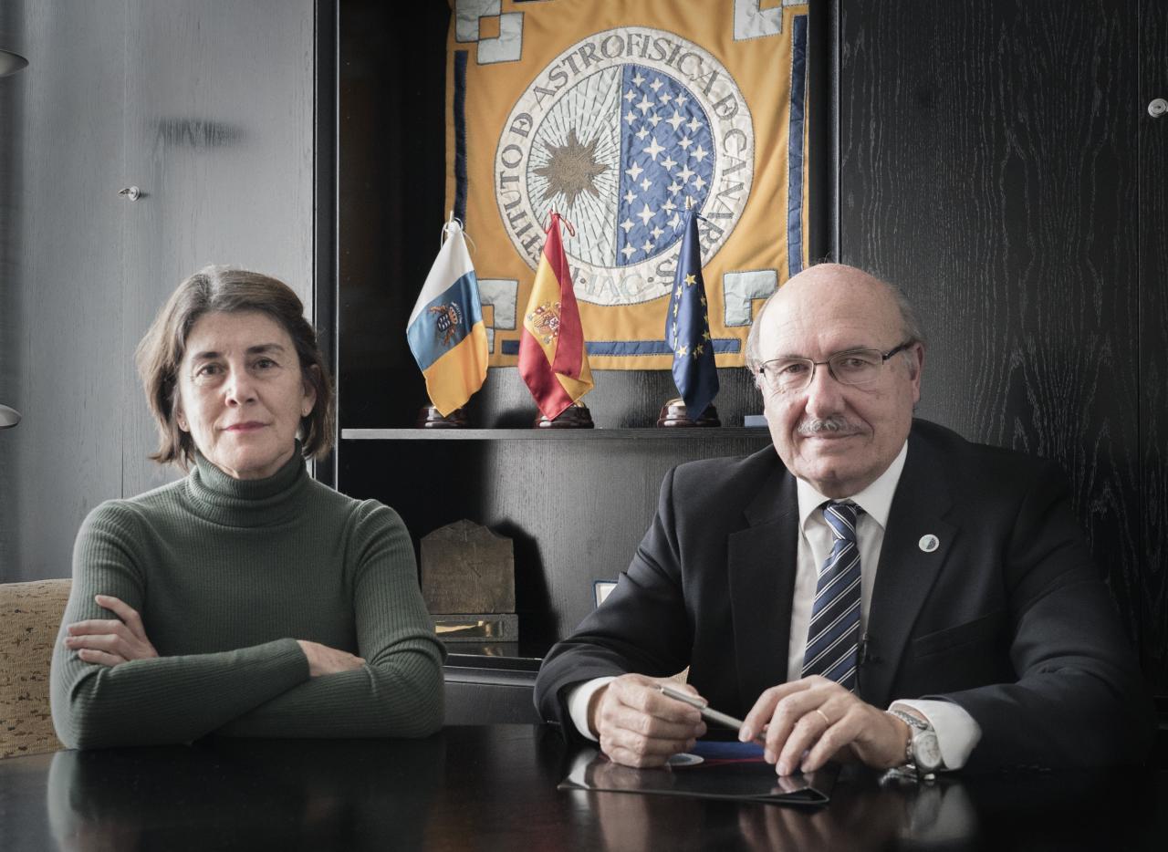 Rafael Rebolo and Casiana Muñoz -Signature of the agreement with AEMET