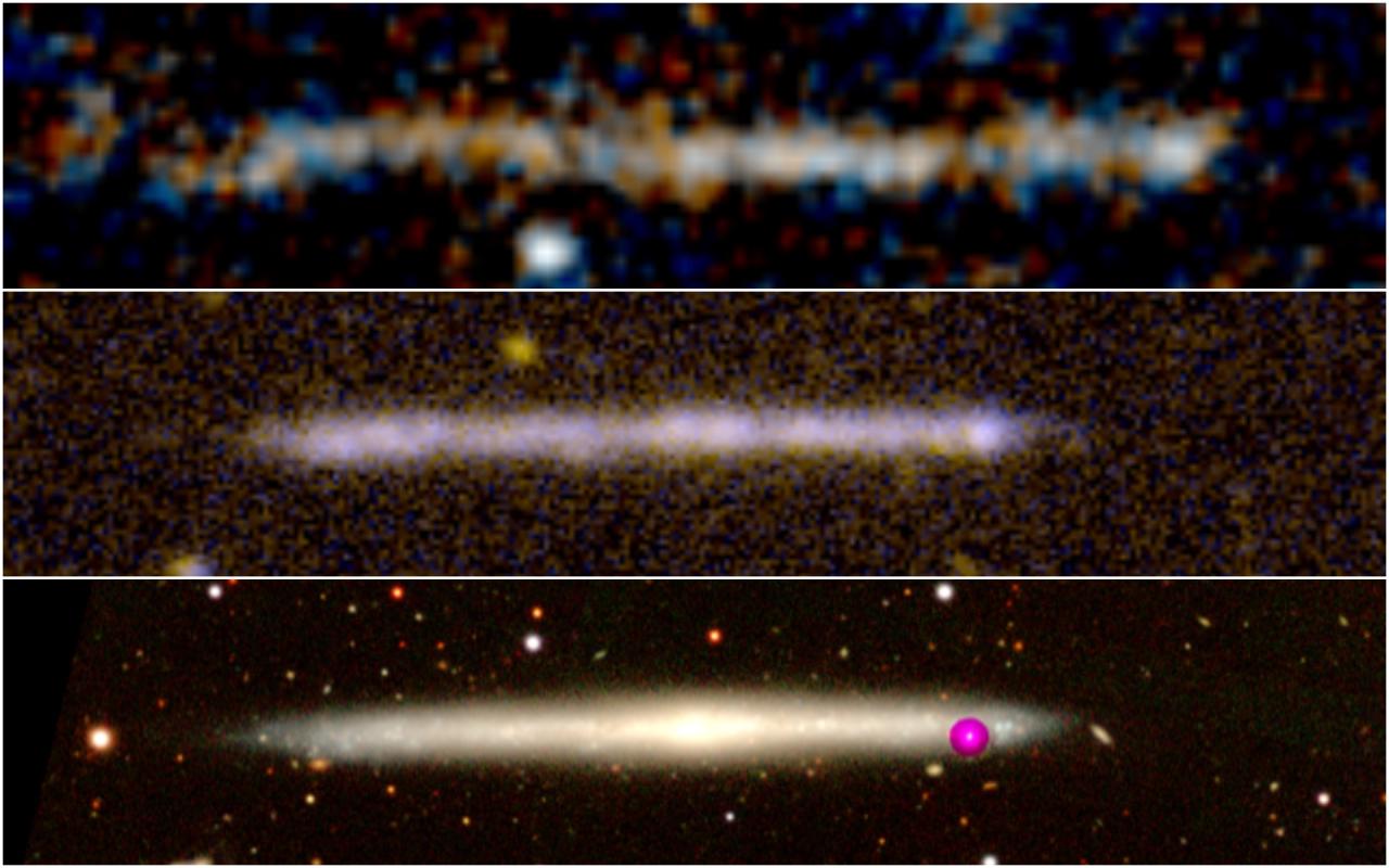 Comparación entre una traza de estrellas y la galaxia de canto IC5249. IAC