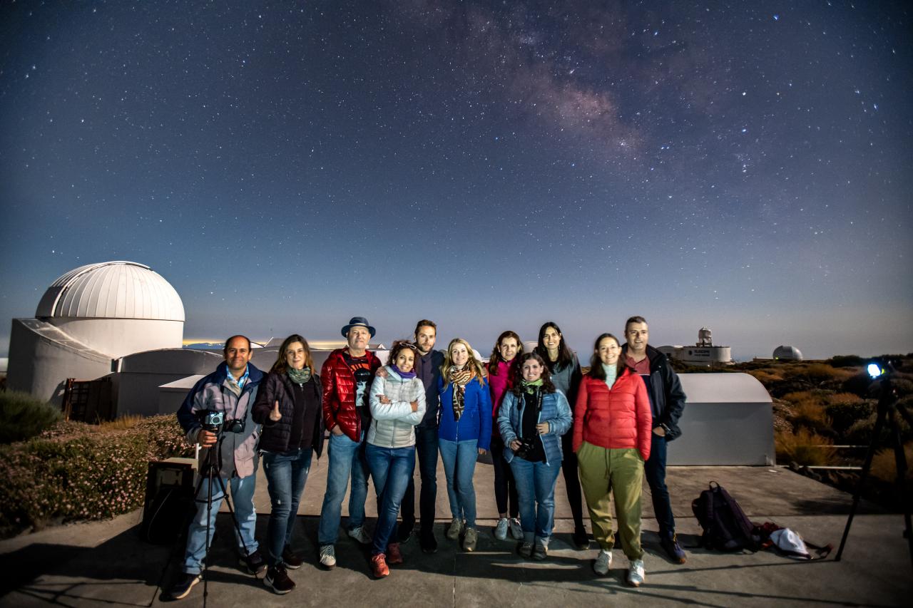 Profesores durante la observación nocturna