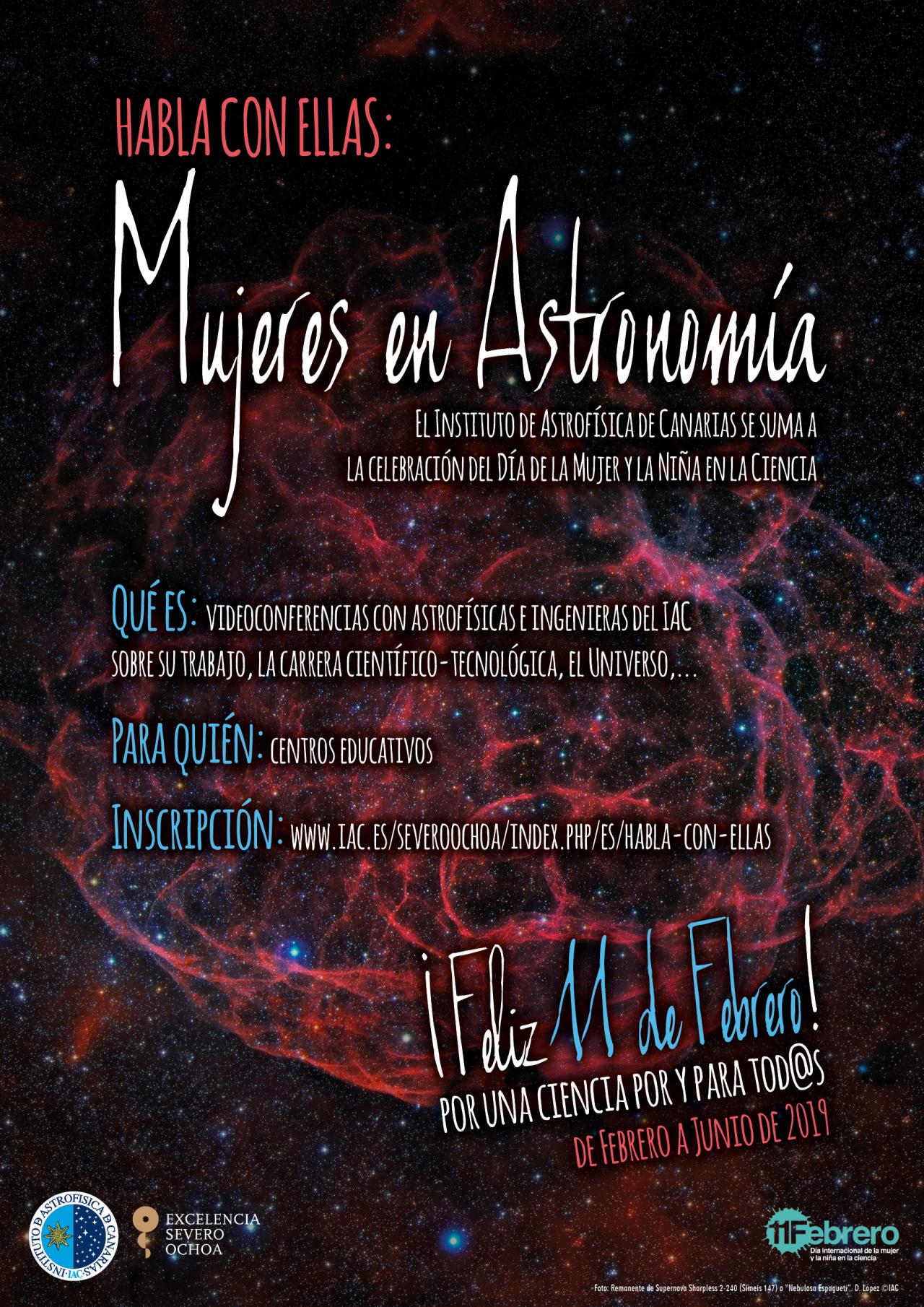 Cartel anunciador del proyecto "Habla con Ellas: Mujeres en Astronomía" 2019