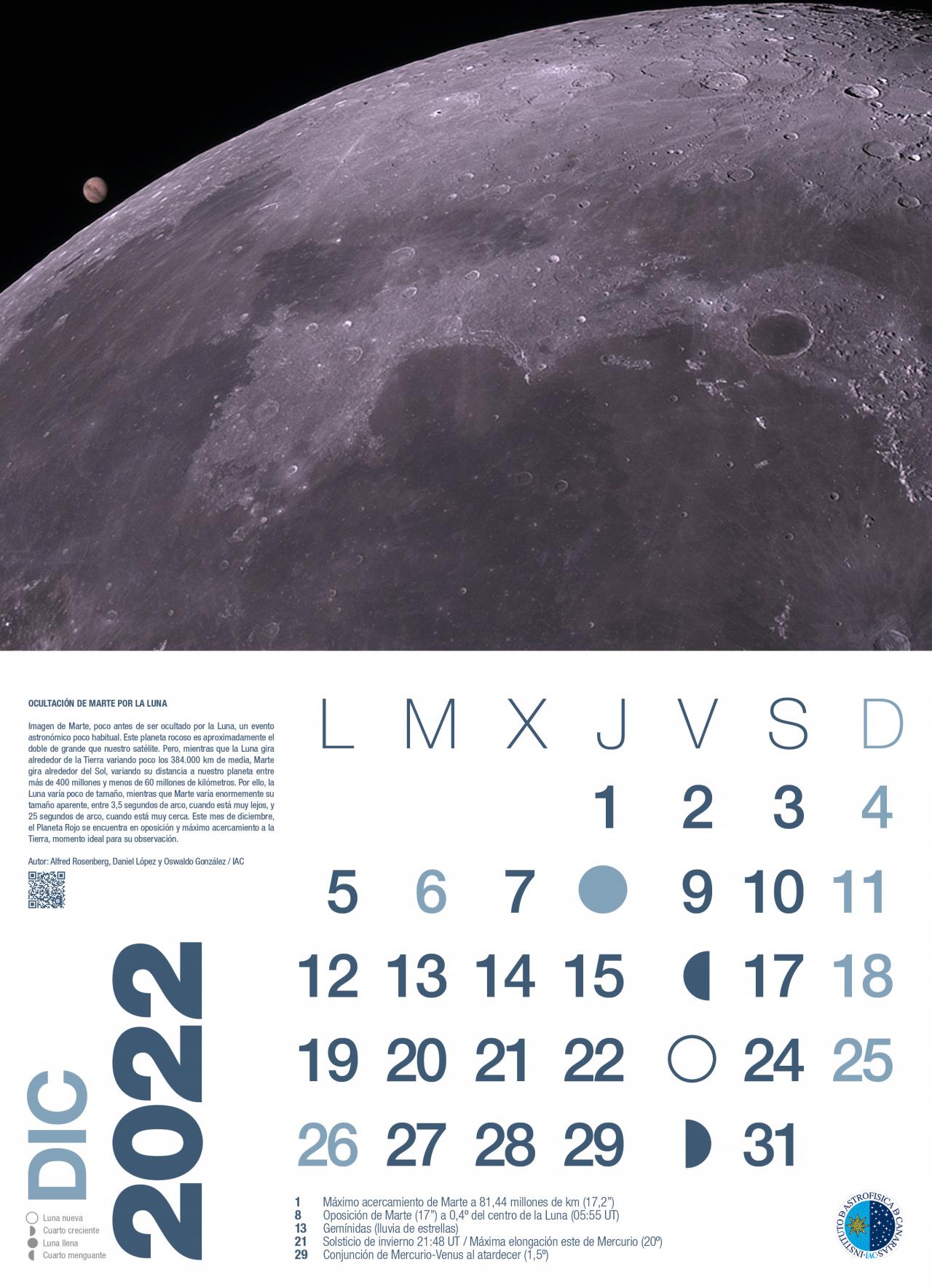 Calendario astronómico 2022 - Diciembre