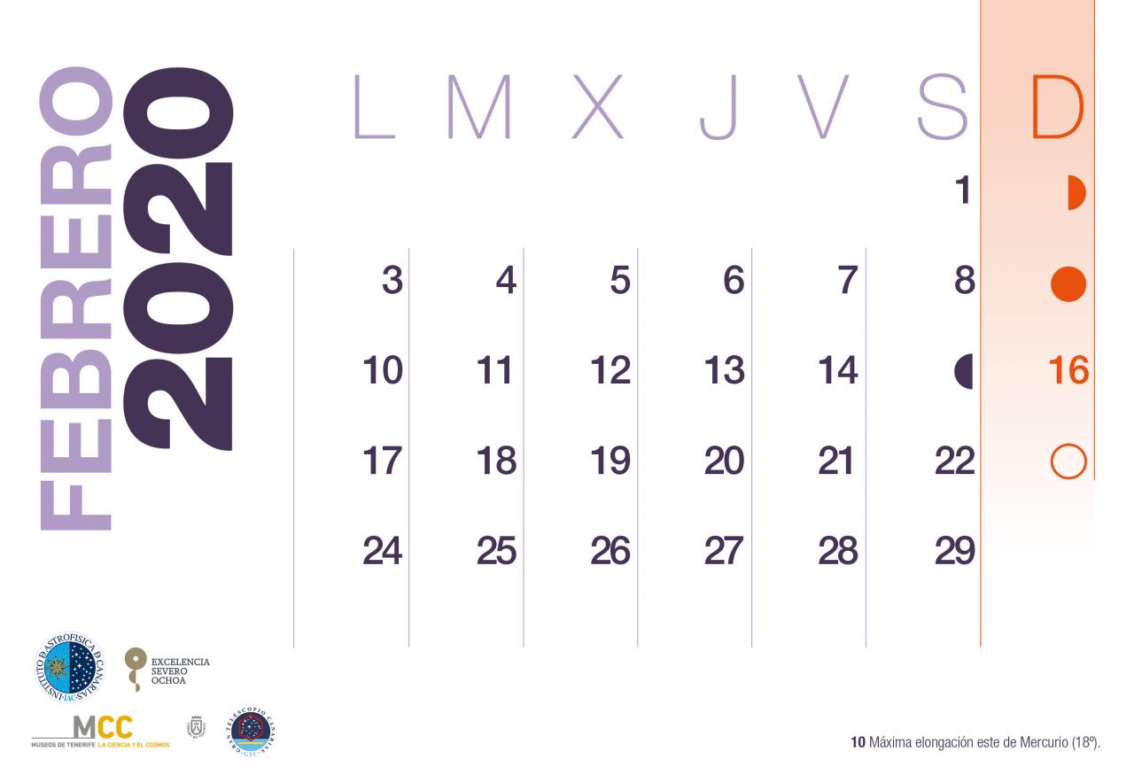 Calendario 2020 Febrero
