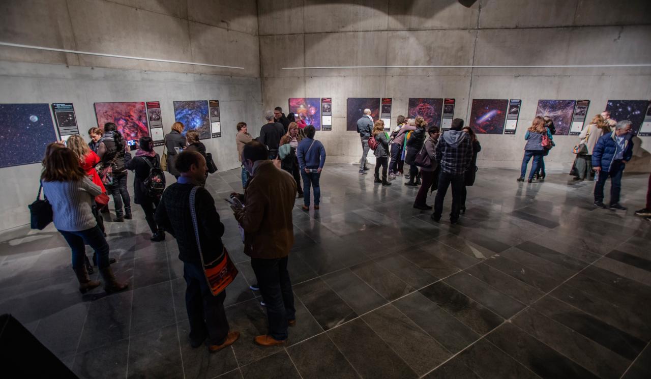 Teachers visiting the exhibition "100 Square Moons" at the Museum of Science and Cosmos