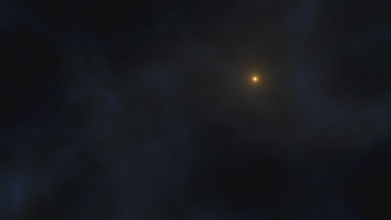 Simulación artística de la formación de la estrella J0023+0307
