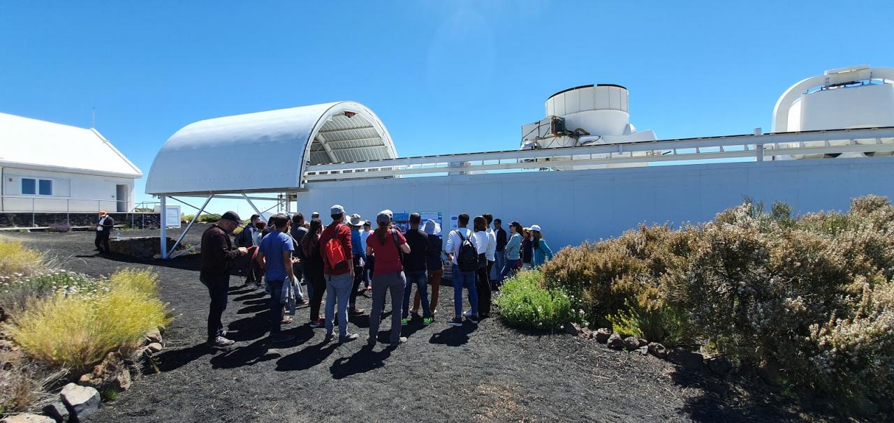 Attendees at the Open Doors Days 2019 at the Teide Observatory in front of the QUIJOTE Experiment. Credit: IAC. 