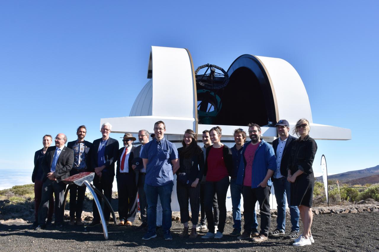 Attendees at the inauguration of the ARTEMIS telescope at the Teide Observatory.