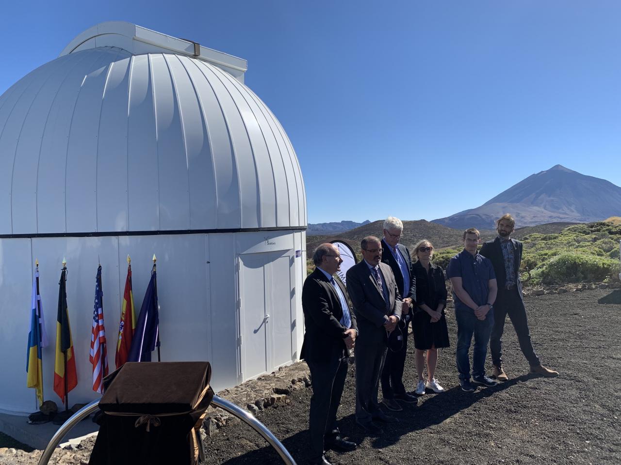 Attendees at the inauguration of the ARTEMIS telescope at the Teide Observatory.