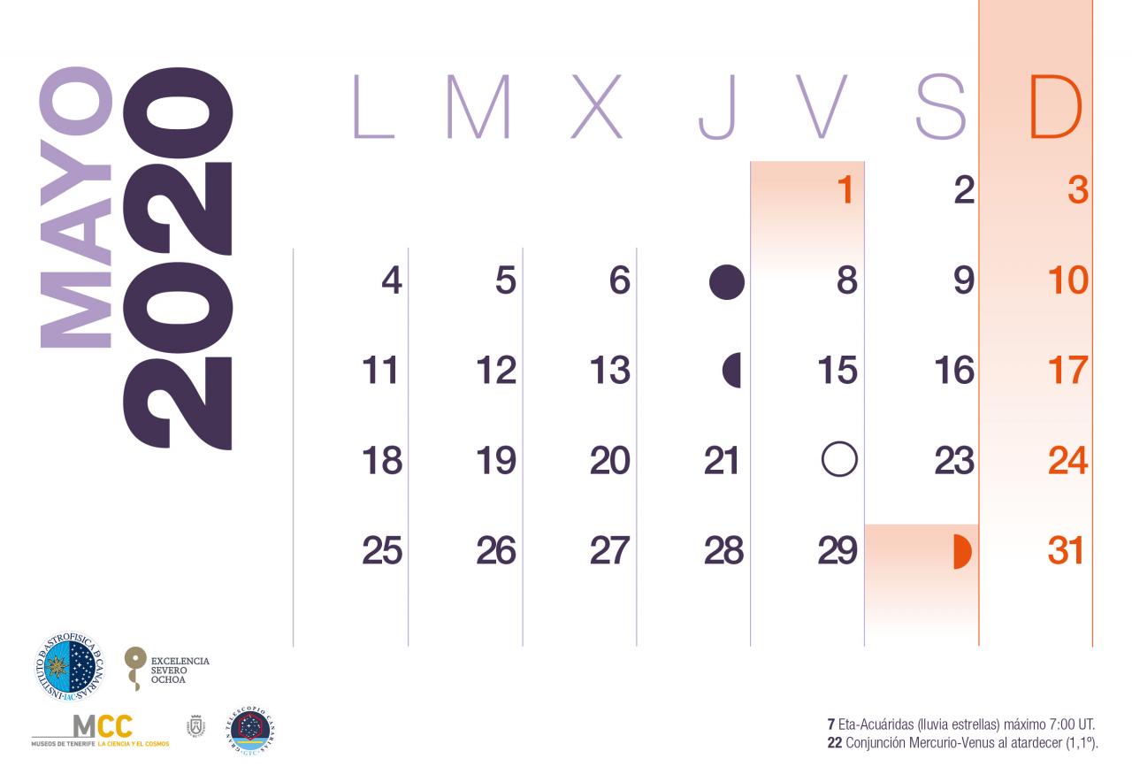 Calendario 2020 Mayo