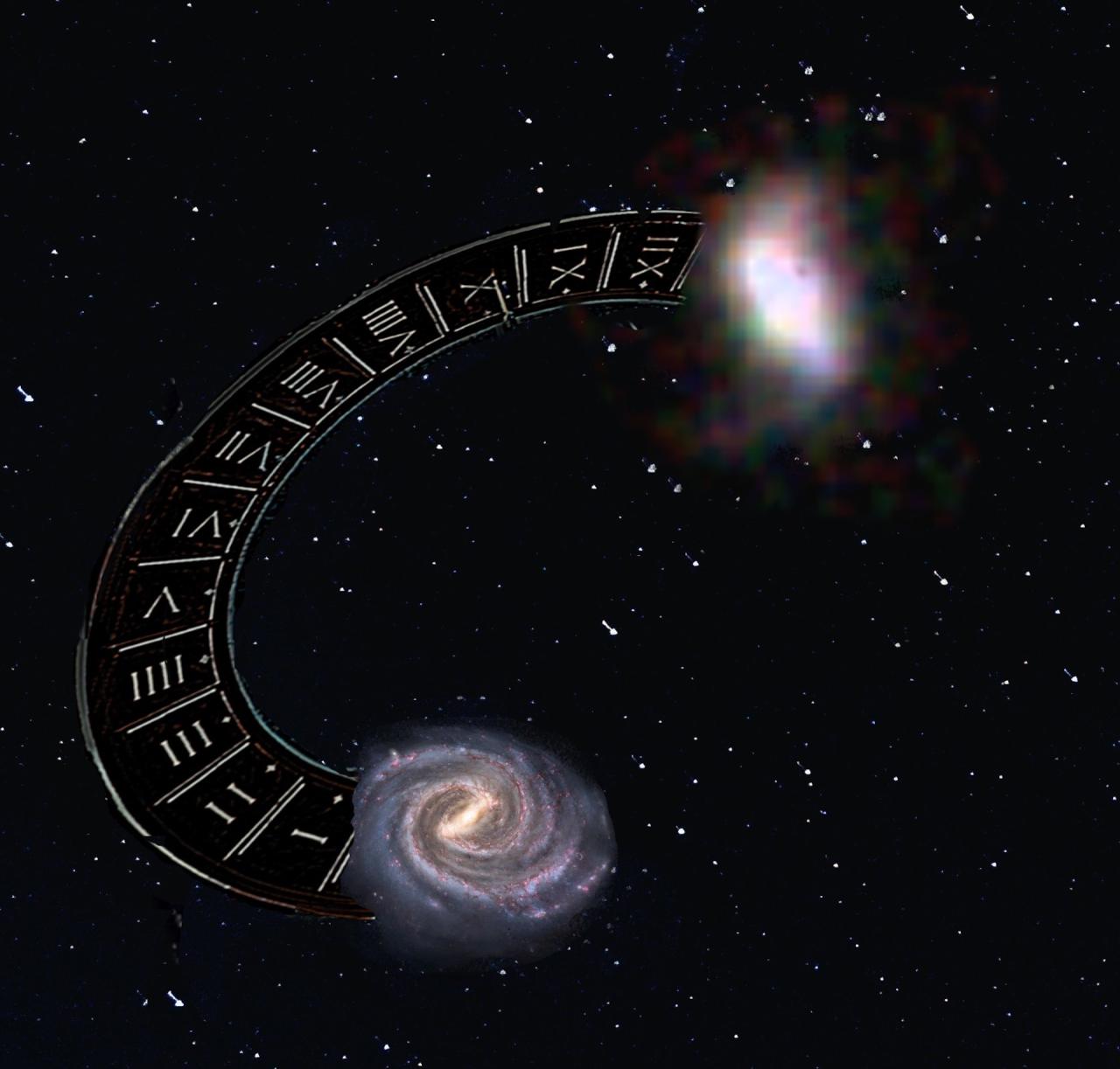 Artist's impression of the evolution of the galaxy ceers-2112