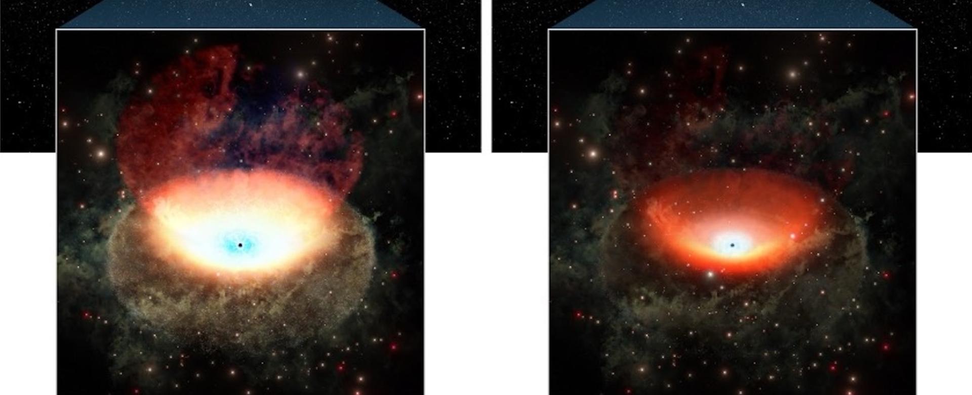 A comparison between the bright and faint phases of a supermassive black hole