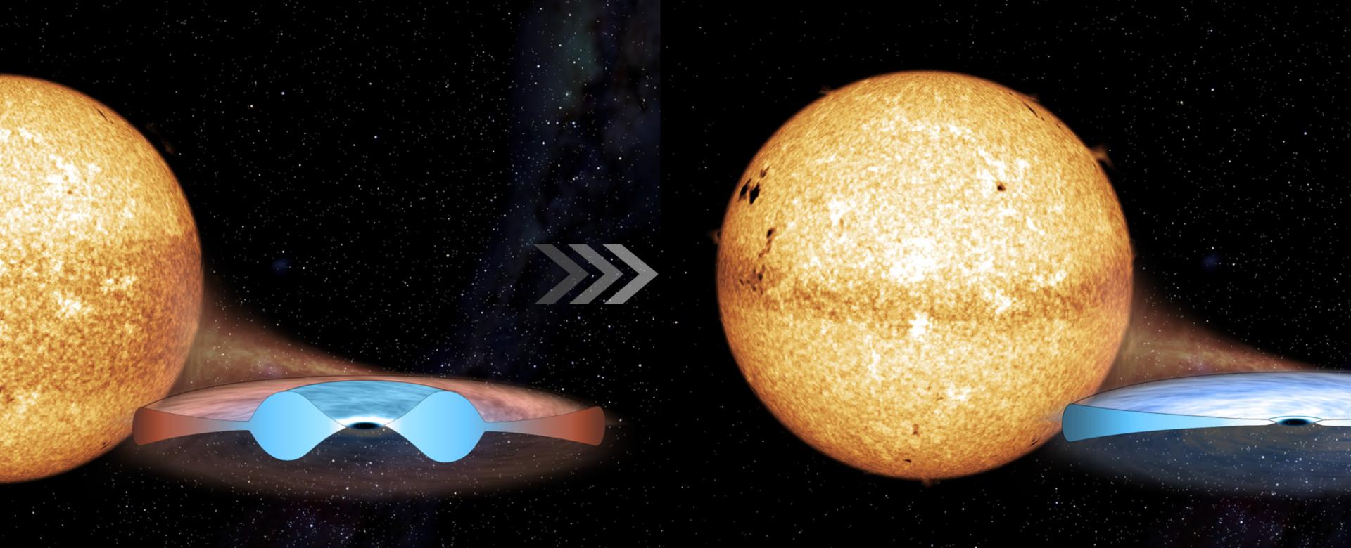 Artist’s impression of MAXI J0637−430 during an eruption