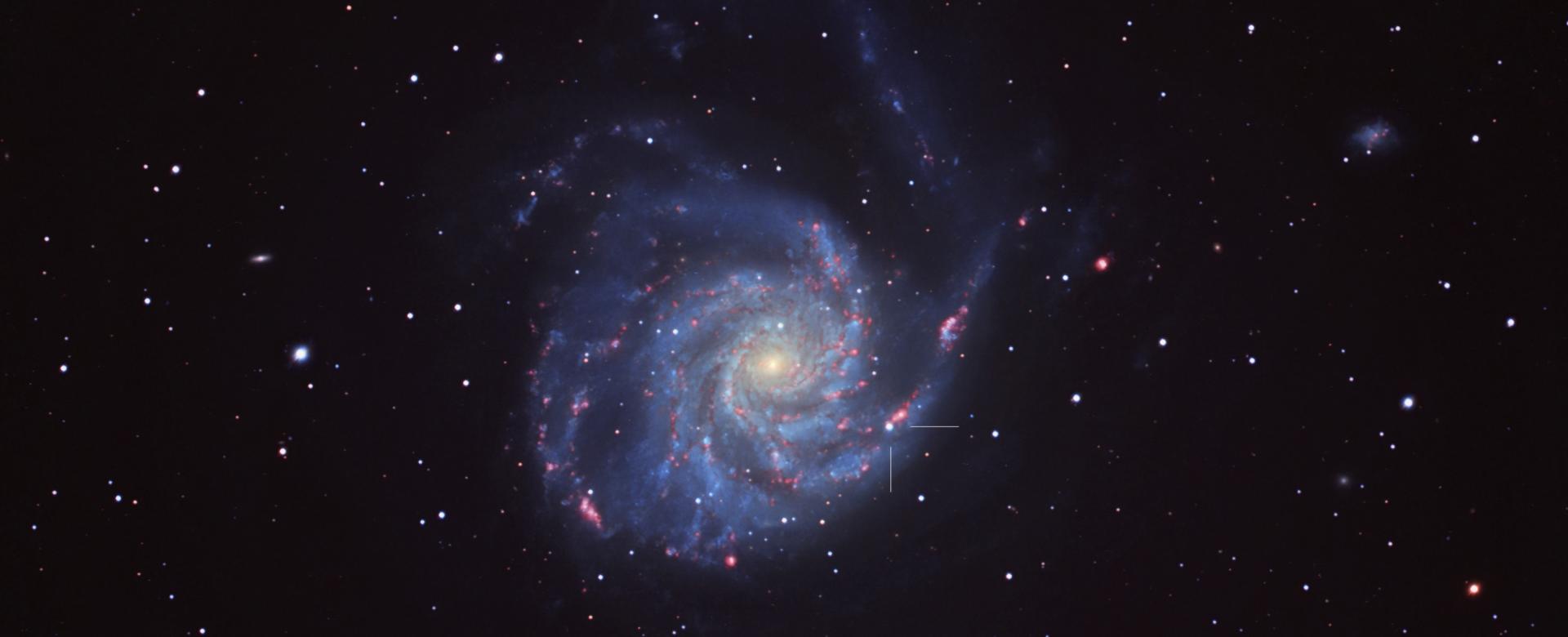 Image of galaxy M101 with supernova SN 2023ixf. Image of galaxy M101 with supernova SN 2023ixf.