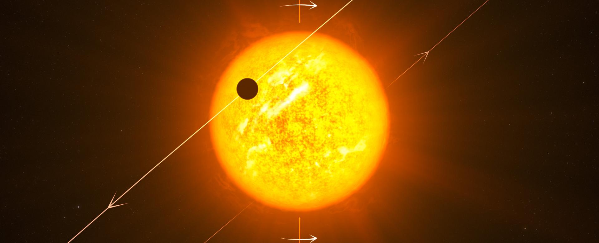 Representación artística de un exoplaneta en órbita retrógrada