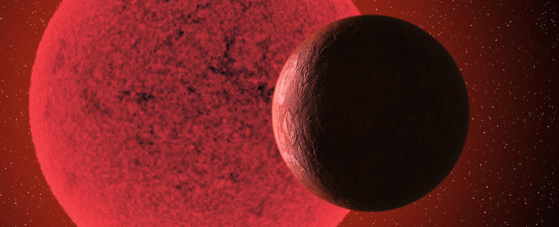 Artistic impression of the super-Earth in orbit round the red dwarf star GJ-740. Credit: Gabriel Pérez Díaz, SMM (IAC). Artistic impression of the super-Earth in orbit round the red dwarf star GJ-740. Credit: Gabriel Pérez Díaz, SMM (IAC).
