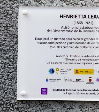 Miss Leavitt, unveiled at the University of La Laguna