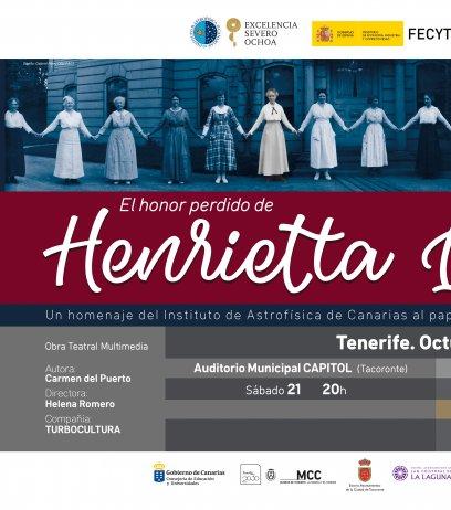 La obra de teatro “El honor perdido de Henrietta Leavitt” se estrena mañana en Tacoronte