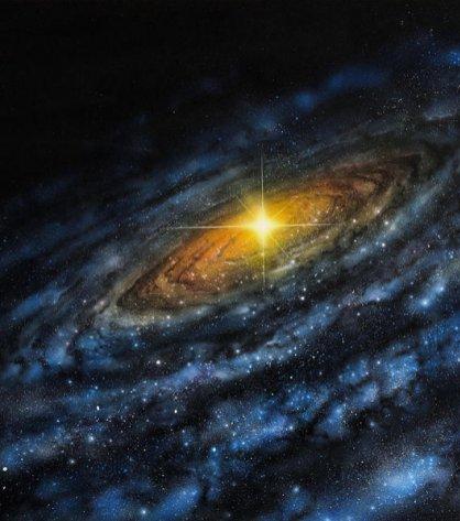 Emisión procedente del centro de una galaxia que recuerda a una serpiente