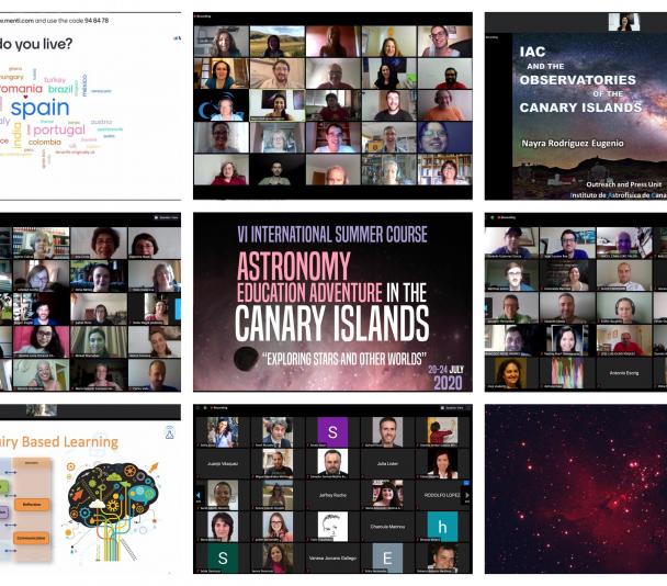 Mosaico de fotos del curso virtual "Astronomy Education Adventure in the Canary Islands 2020"