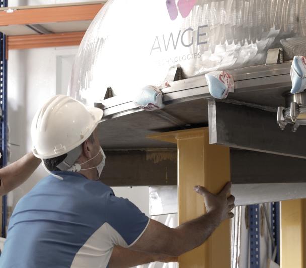 Placement of the four legs of the test cryostat in the AIV room of the IAC. Credit: Inés Bonet (IAC)