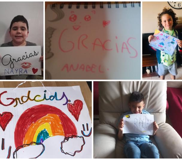 Dibujos de agradecimiento del alumnado del CEIP Punta Brava (Tenerife) tras la videoconferencia con la astrofísica divulgadora del IAC Nayra Rodríguez. Crédito: CEIP Punta Brava