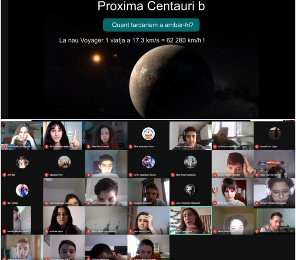 Videoconferencia del proyecto “Habla con Ellas: Mujeres en Astronomía” realizada por la astrofísica del IAC Núria Casasayas con el colegio Oms i de Prat (Manresa, Cataluña) Videoconferencia del proyecto “Habla con Ellas: Mujeres en Astronomía” realizada por la astrofísica del IAC Núria Casasayas con el colegio Oms i de Prat (Manresa, Cataluña)