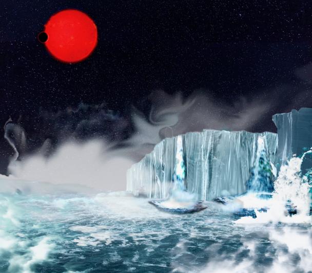 Paisaje alienígena de un mundo acuático