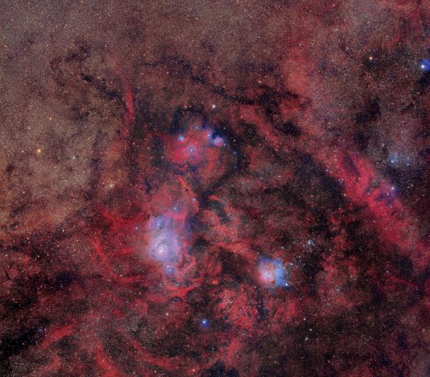 Star Formation Regions: Lagoon Nebulae (M8), Trifida (M20) and NGC6559