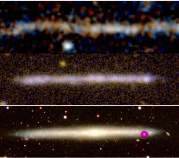 Comparación entre una traza de estrellas y la galaxia de canto IC5249