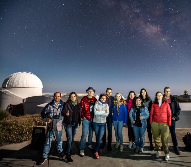 Profesores durante la observación nocturna