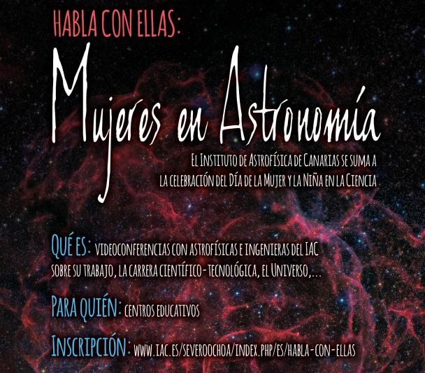 Cartel anunciador del proyecto "Habla con Ellas: Mujeres en Astronomía" 2019 Cartel anunciador del proyecto "Habla con Ellas: Mujeres en Astronomía" 2019