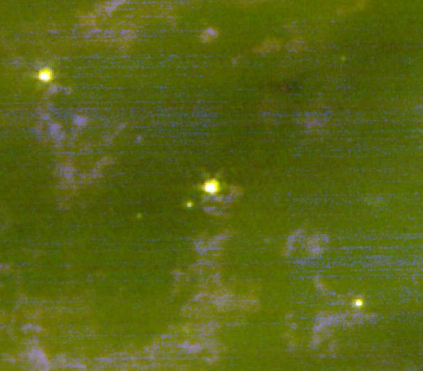 Primer plano de las partes centrales de la nebulosa del Anillo