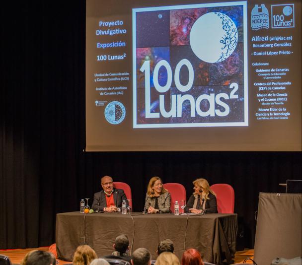 Presentación de la exposición y el proyecto "100 Lunas cuadradas" en el Museo de la Ciencia y el Cosmos Presentación de la exposición y el proyecto "100 Lunas cuadradas" en el Museo de la Ciencia y el Cosmos