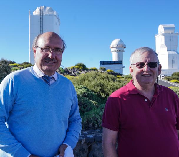 Rafael Rebolo and Wayne Rosing, during his visit to the Teide Observatory