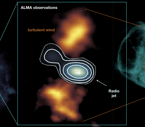 Jet blowing bubbles in the Teacup galaxy