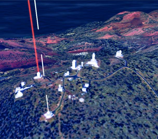La imagen del Na mesosférico excitado (estrella artificial) es captada por el IAC80 (OT) La imagen del Na mesosférico excitado (estrella artificial) es captada por el IAC80 (OT)