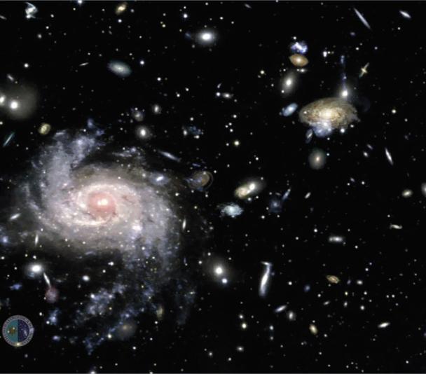 Galaxies in deep space (zoom in)