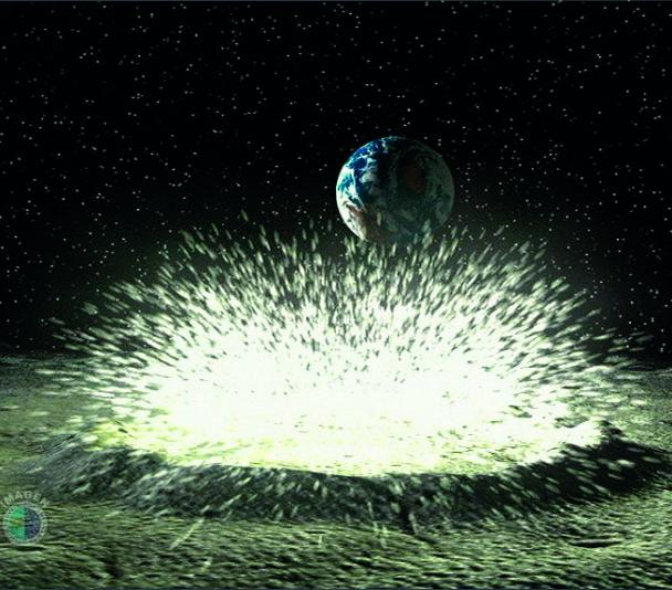 Leonid meteors impact on the Moon.