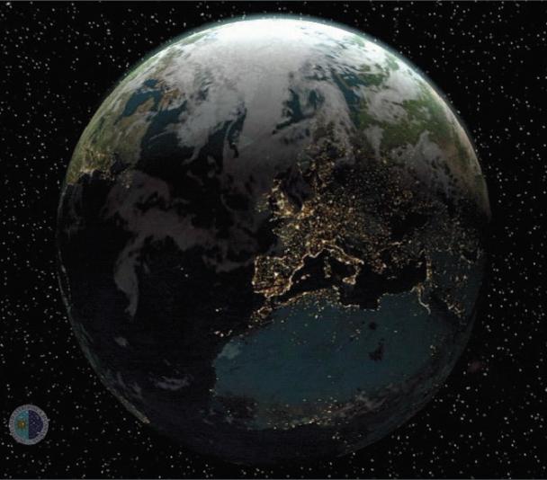 Europa y África en la zona nocturna de La Tierra