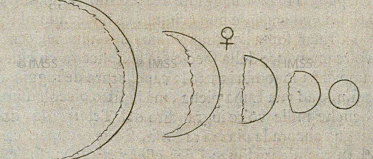Dibujo de las fases de Venus realizado por Galileo Galilei en su obra “Il Saggiatore” (El Ensayador) en 1623. Crédito: Biblioteca Nazionale Centrale di Firenze.